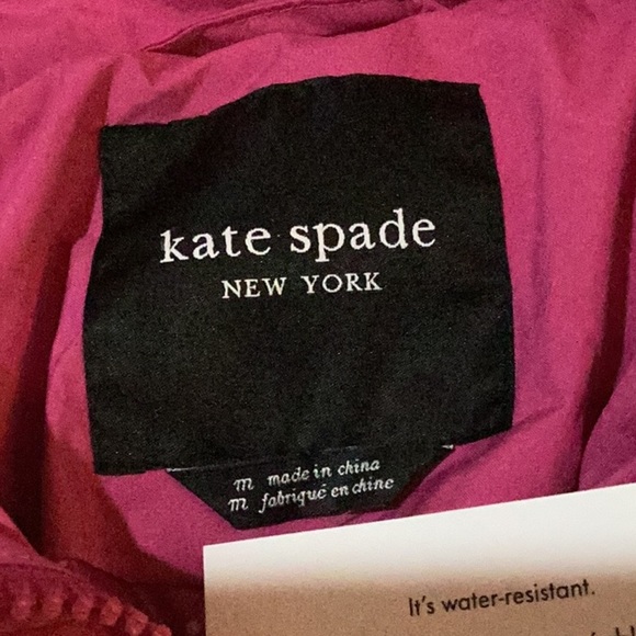 Kate Spade NWT Light Weight Down Jacket Coat Magenta Lipstick Pink Hooded - Picture 4 of 6